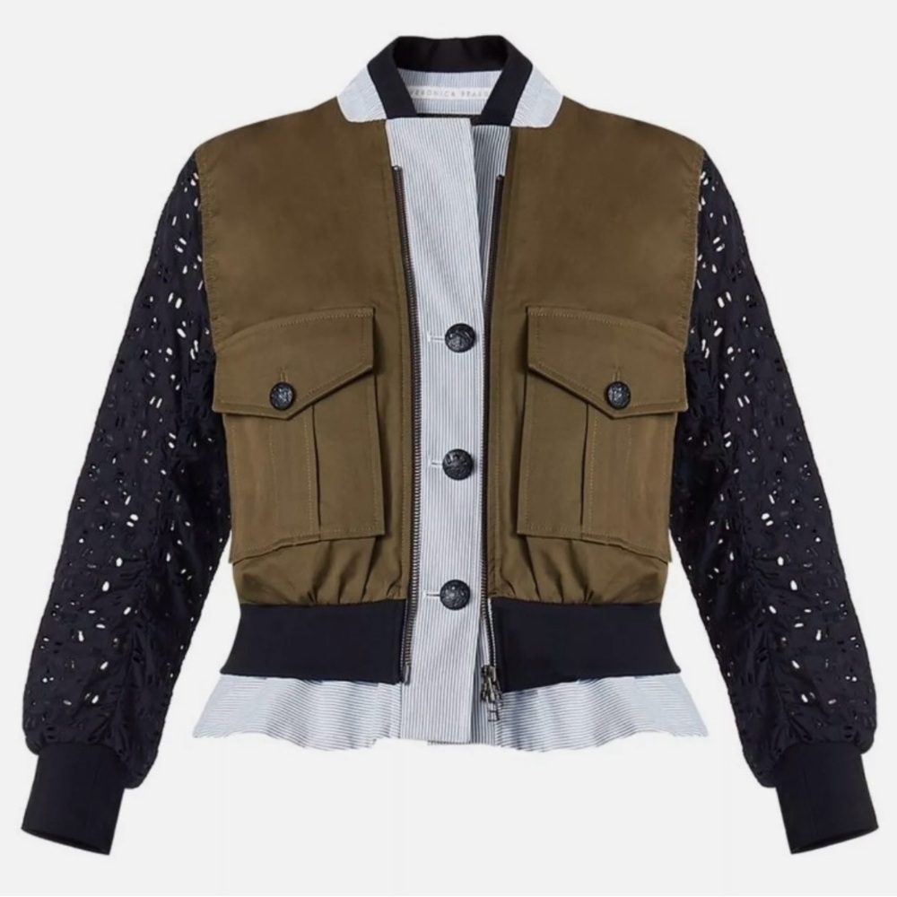 Veronica Beard Colorblock Pattern Bomber Jacket - image 1